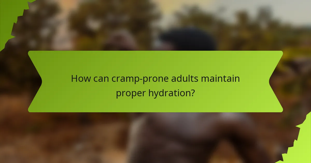How can cramp-prone adults maintain proper hydration?